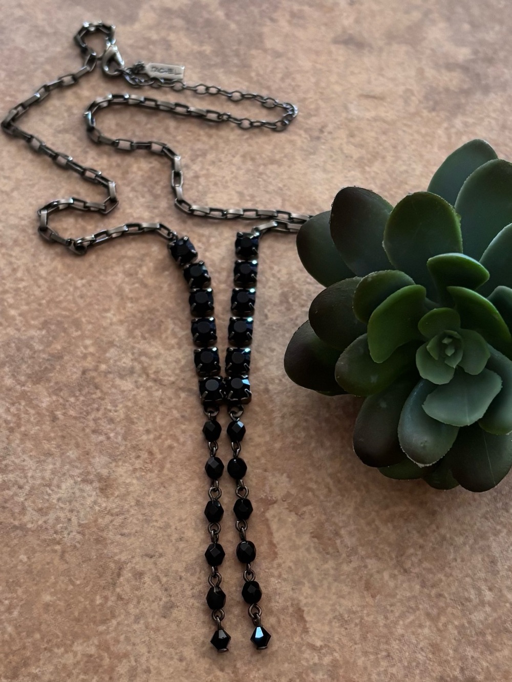 Rachel Roy Rachel Black Crystal Rhinestone Y-Style Necklace